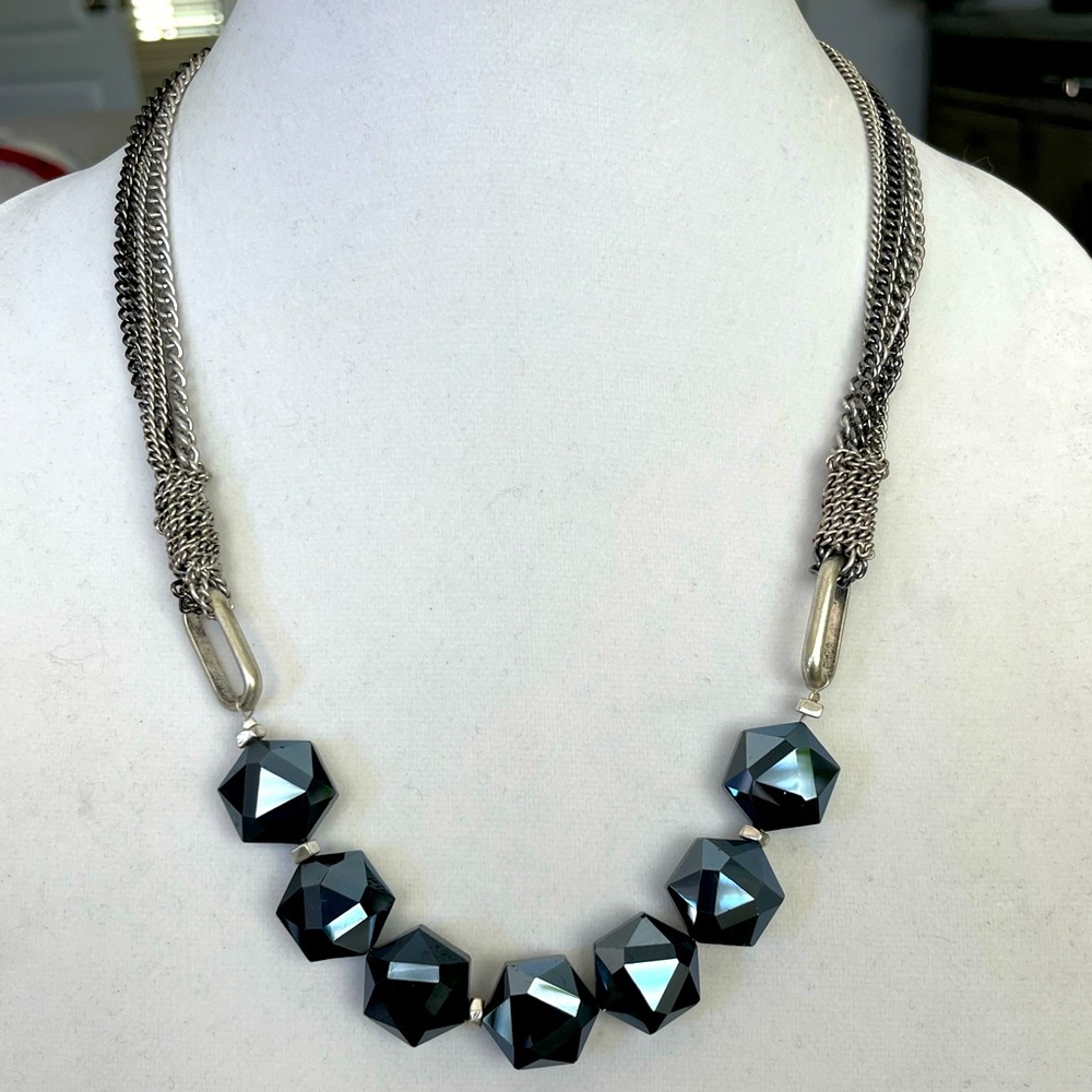 Hematite and Sterling Silver Chain Necklace